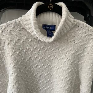 White cable knit sweater